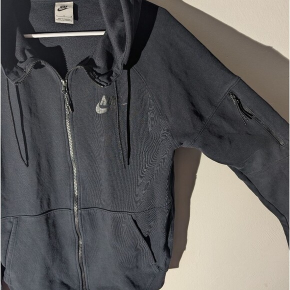 Nike Full Zip Black Swoosh Hoodie Jacket Men's Medium - Picture 3 of 6